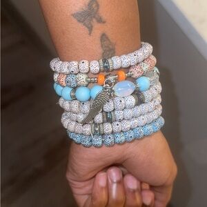 Beaded Bracelet Set with Silver Accents